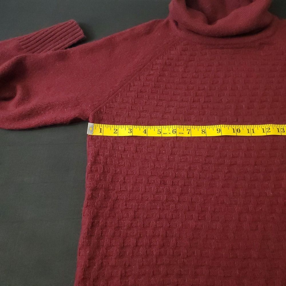 C&C California Womens Turtleneck‎ Sweater Large Red Burgundy Long Sleeve Wool - Picture 5 of 13